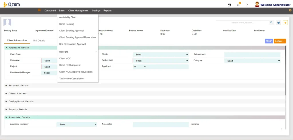 QCRM post sale module in real estate industry